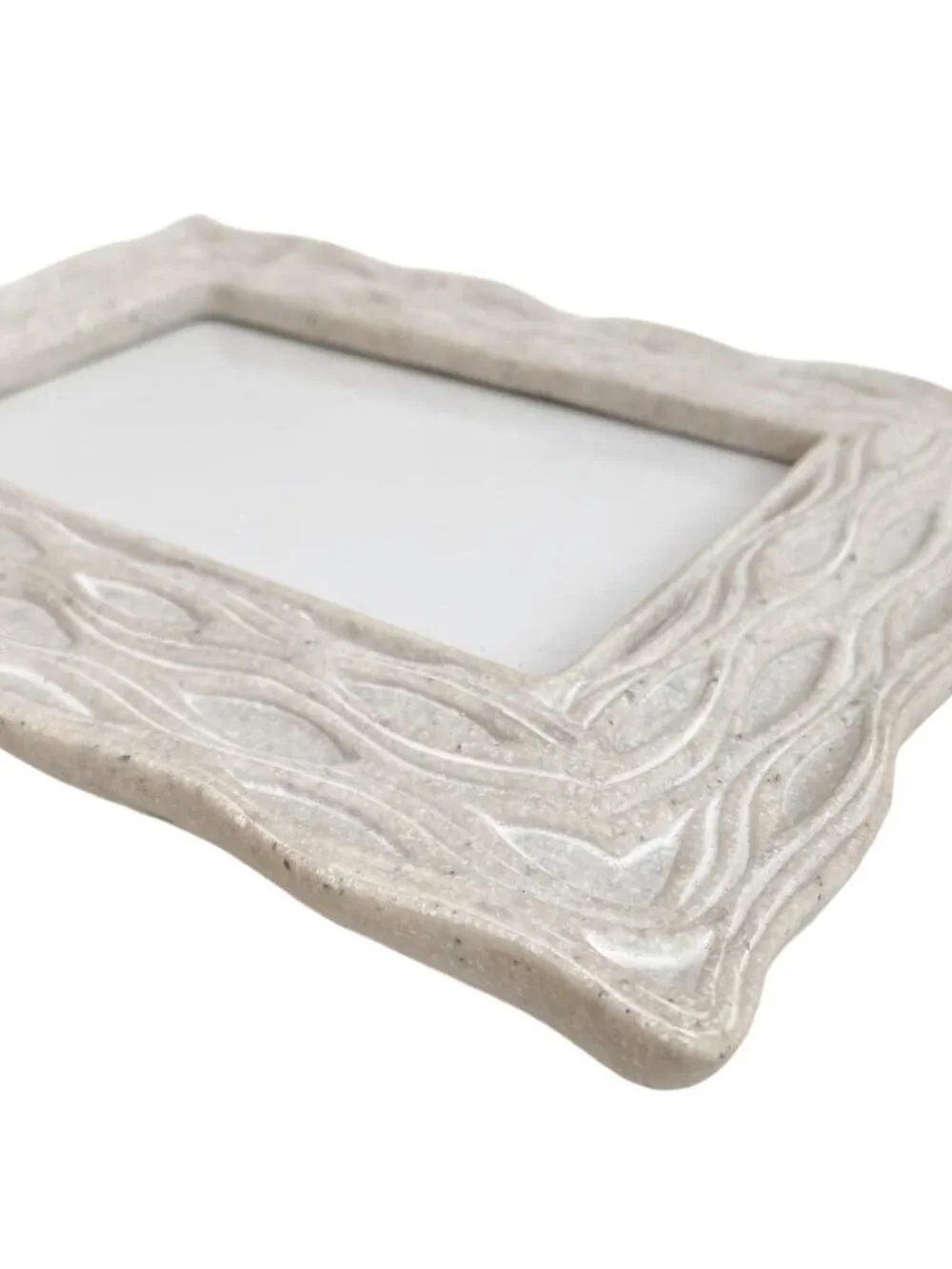 Carved Stone Picture Frame: Wavy Textured Decor